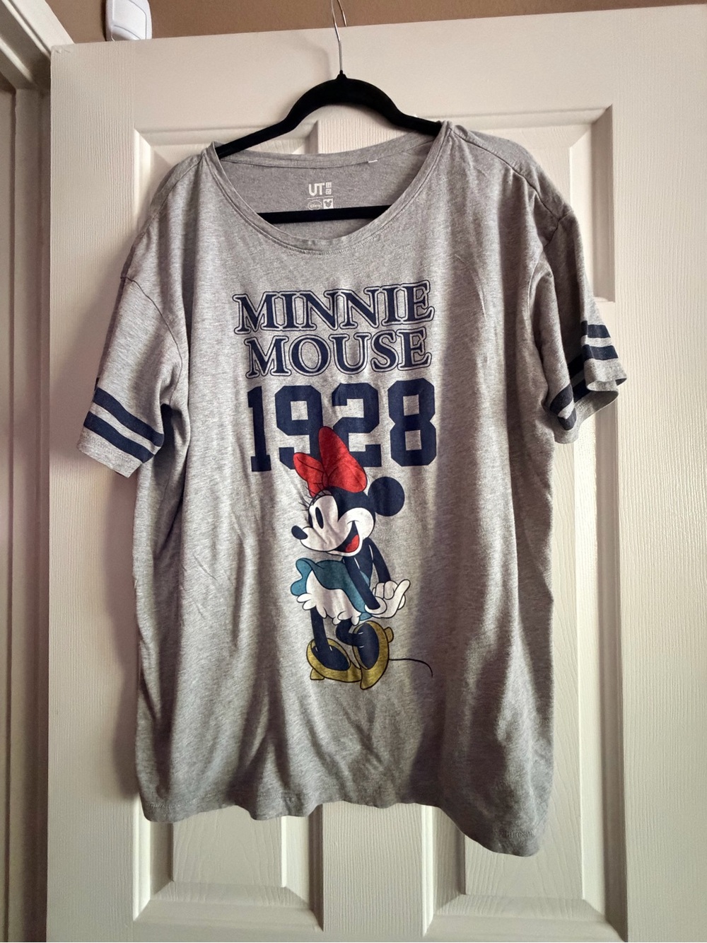 Gray Minnie Mouse Graphic Tee with Navy Accents